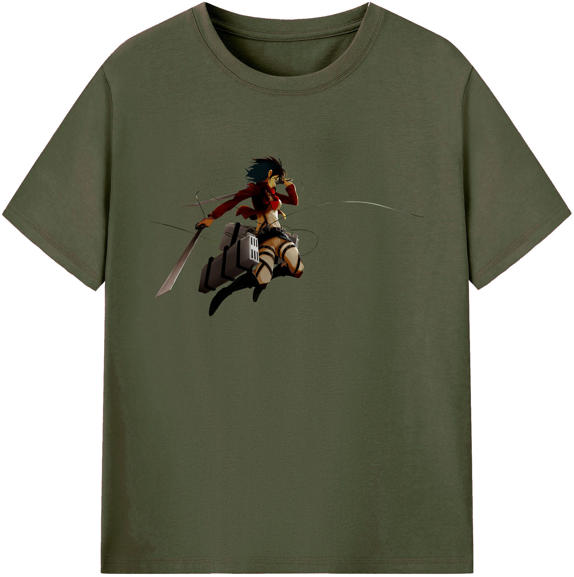 （画像用） 進撃の巨人 ミカサ·アッカーマン Attack on Titan Mikasa Ackerman 綿100％ メンズ半袖Tシャツ｜肌触りやわらか＆通気性